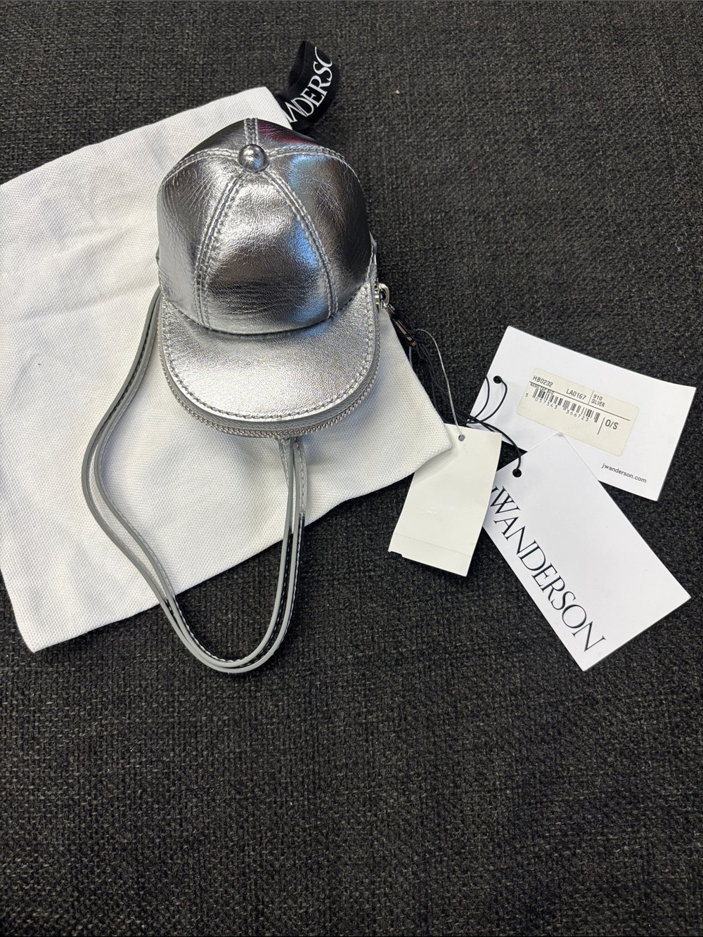 JW ANDERSON Metallic Silver Mini Cap Crossbody Bag